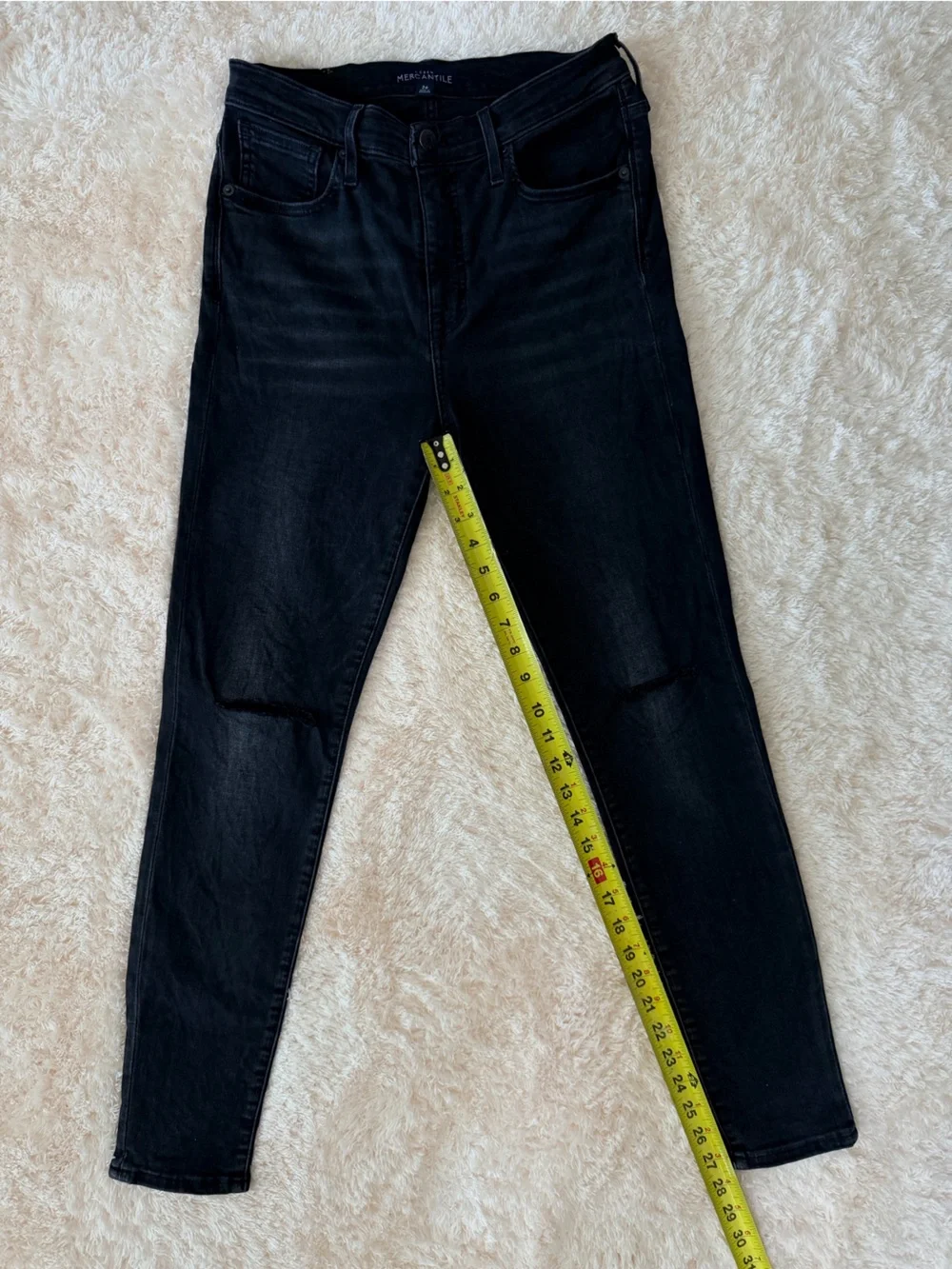 J.Crew Mercantile distressed faded black stretch high rise skinny jeans 26